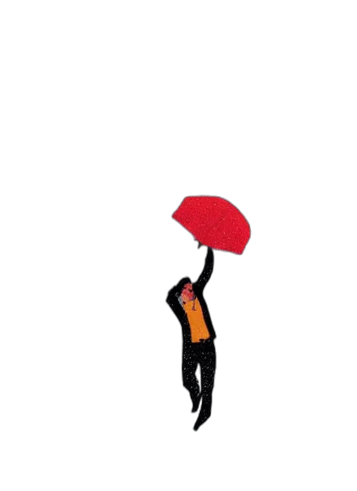 umbrella, hat, jacket, staff transparent PNG cut-out