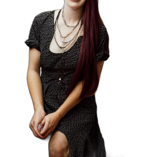 dress, jewelry, hair, staff transparent PNG cut-out