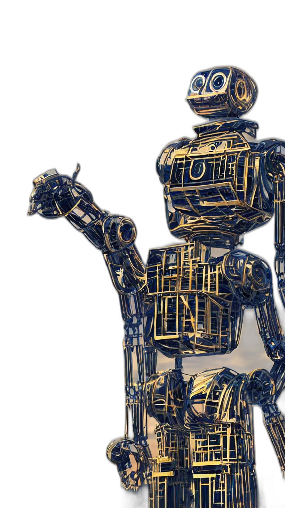 robot, 3d render, concept art, construction transparent PNG cut-out