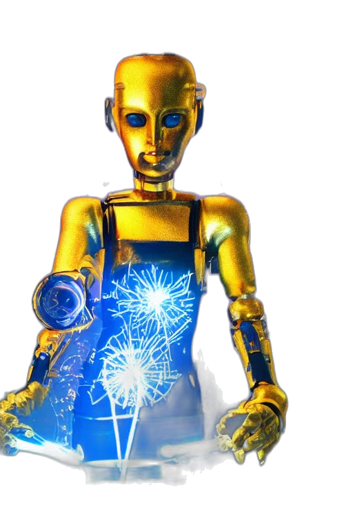 robot, staff, 3d render, concept art transparent PNG cut-out
