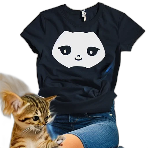monochrome, t-shirt, cute, cat transparent PNG cut-out