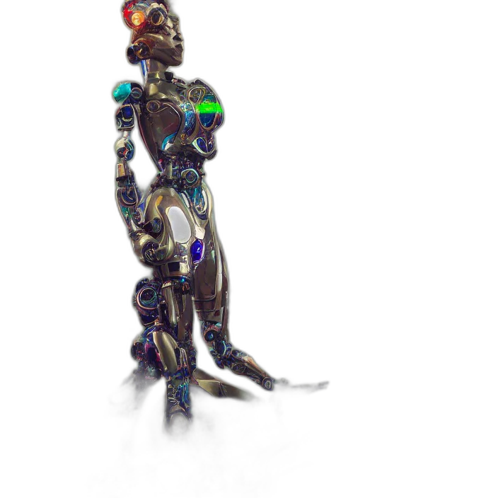 robot, jewelry, staff, dress transparent PNG cut-out