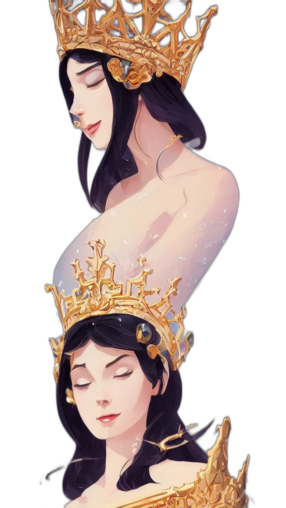 crown, dress, jewelry, fantasy art transparent PNG cut-out