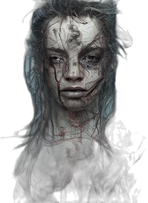 face, mask, creature, fantasy art transparent PNG cut-out