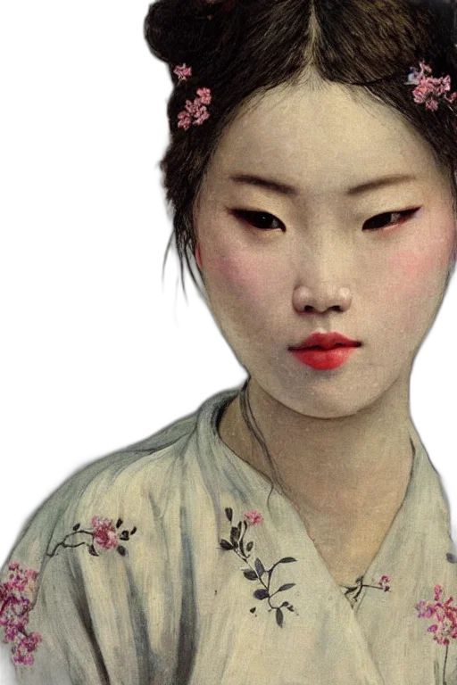 face, dress, photorealistic, oil painting transparent PNG cut-out