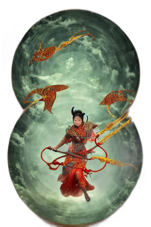 dragon, staff, sword, fantasy art transparent PNG cut-out