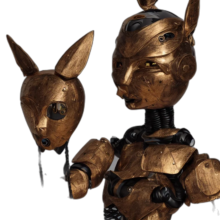 mask, robot, concept art, 3d render transparent PNG cut-out