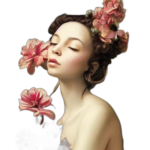flower, jewelry, photorealistic, oil painting transparent PNG cut-out