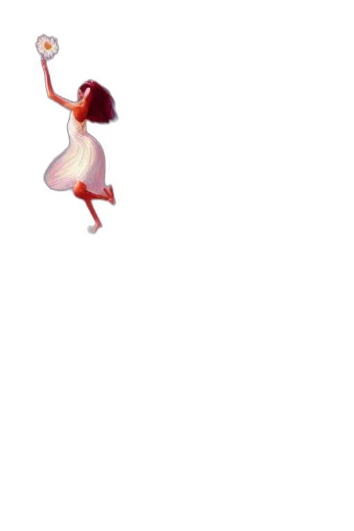 dress, staff, hair, creature transparent PNG cut-out
