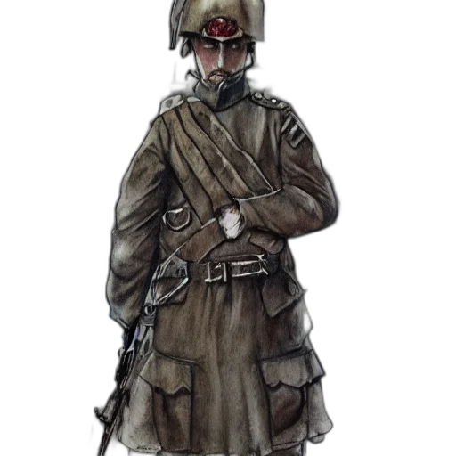 staff, jacket, weapon, hat transparent PNG cut-out