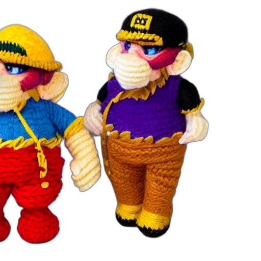 3d render, doll, wario, made transparent PNG cut-out