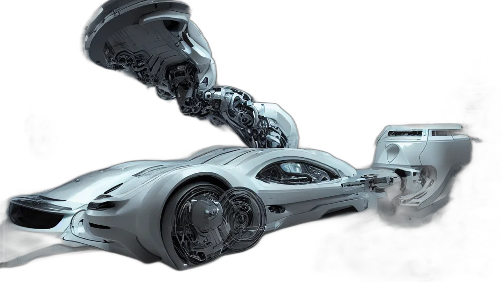 robot, car, concept art, 3d render transparent PNG cut-out