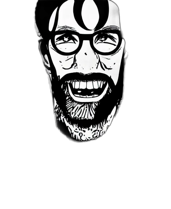 face, cartoon, comic book art, pencil sketch transparent PNG cut-out