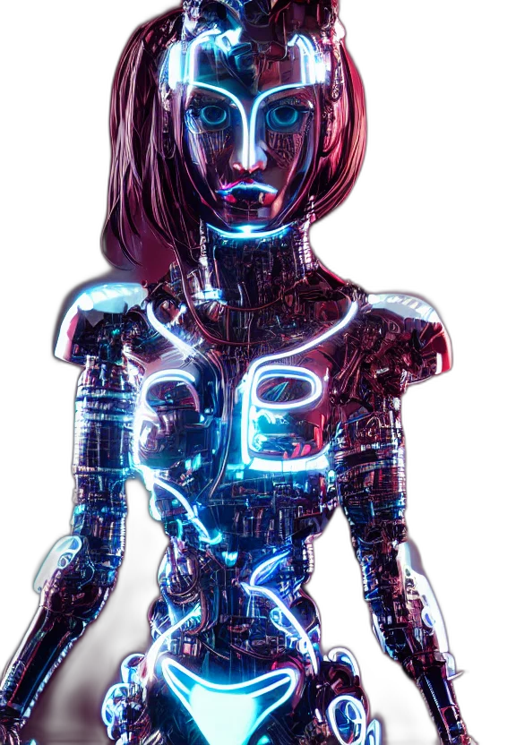 robot, cyberpunk, concept art, 3d render transparent PNG cut-out