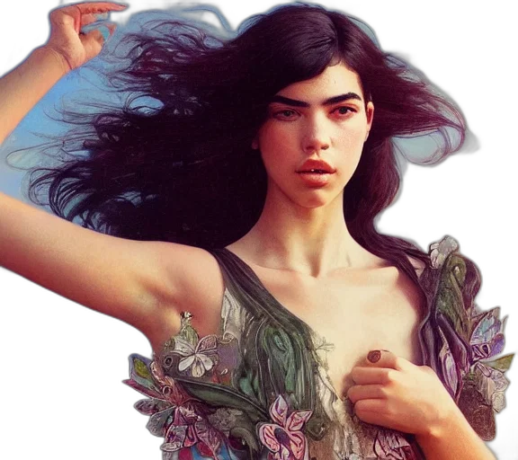 dress, hair, photorealistic, fantasy art transparent PNG cut-out