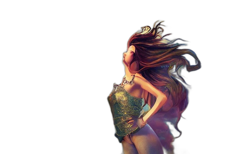 dress, hair, fantasy art, photorealistic transparent PNG cut-out