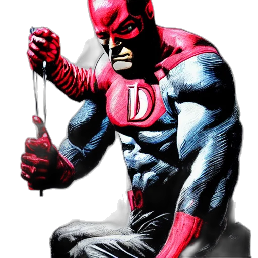 comic book art, concept art, red, daredevil transparent PNG cut-out