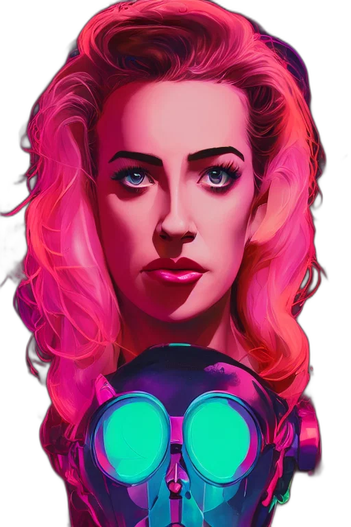 robot, face, jacket, comic book art transparent PNG cut-out