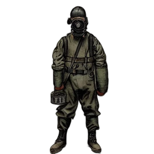 jacket, staff, weapon, mask transparent PNG cut-out