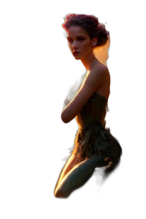 dress, staff, creature, face transparent PNG cut-out