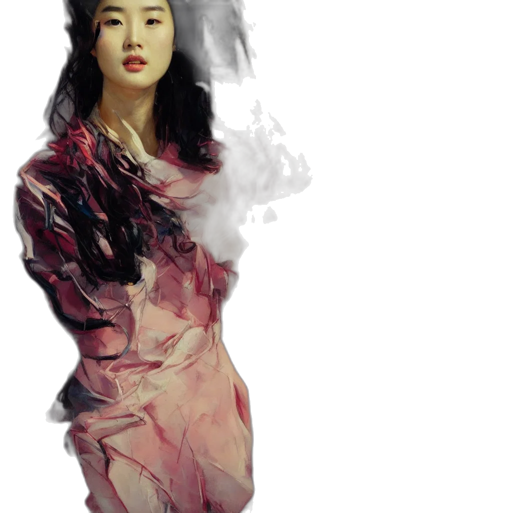 dress, face, photorealistic, oil painting transparent PNG cut-out