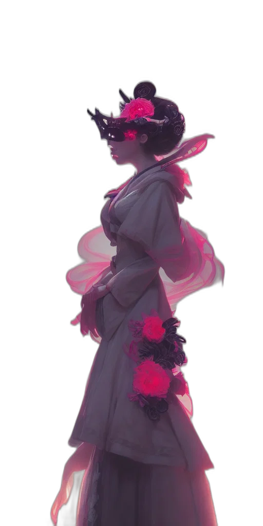 dress, staff, flower, creature transparent PNG cut-out