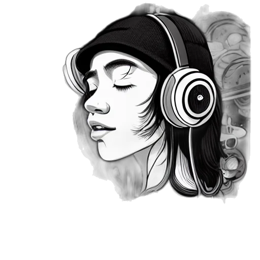 face, mask, hat, pencil sketch transparent PNG cut-out