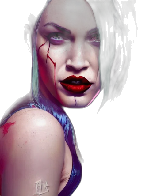 face, cyberpunk, comic book art, fantasy art transparent PNG cut-out