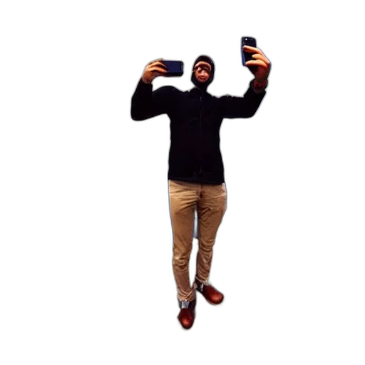 jacket, hat, staff, creature transparent PNG cut-out