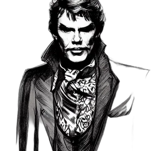 jacket, face, comic book art, concept art transparent PNG cut-out