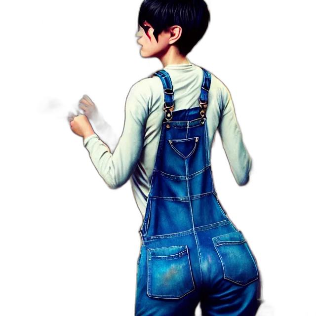 jacket, dress, staff, robot transparent PNG cut-out