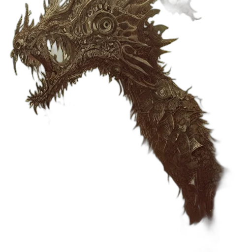 dragon, creature, mask, staff transparent PNG cut-out