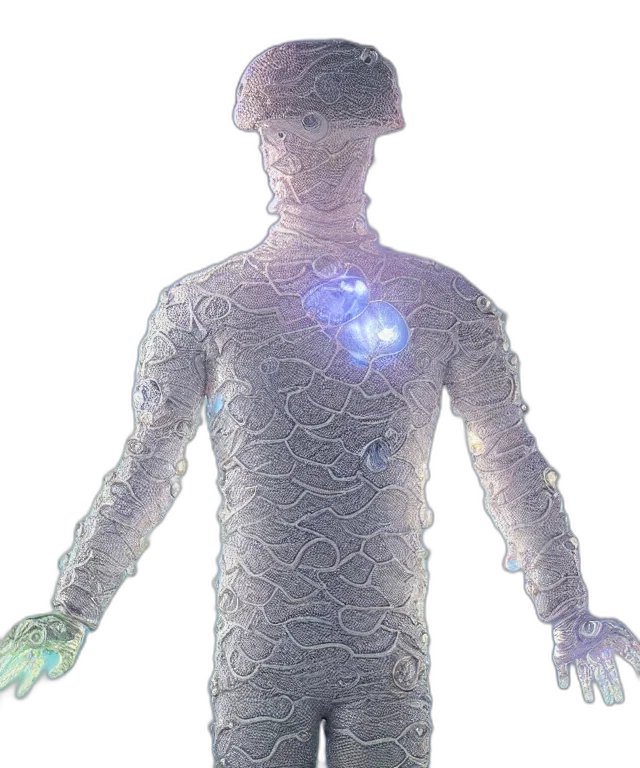 robot, staff, jacket, creature transparent PNG cut-out