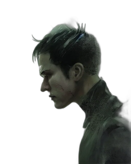 jacket, face, hair, robot transparent PNG cut-out