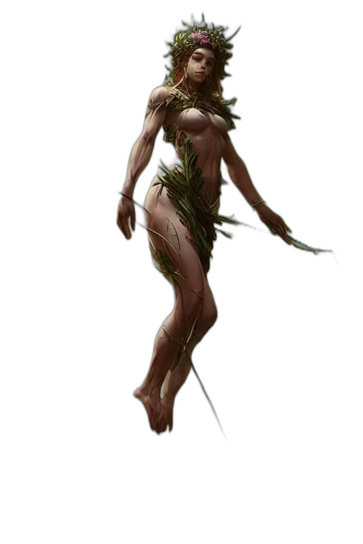 creature, dress, staff, tree transparent PNG cut-out