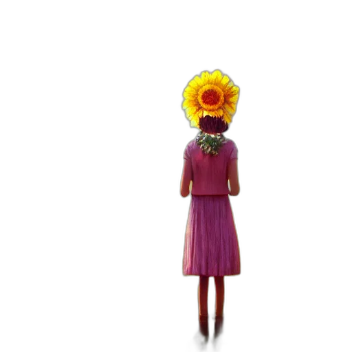 dress, flower, staff, hat transparent PNG cut-out