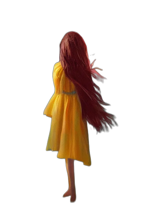 dress, hair, staff, crown transparent PNG cut-out