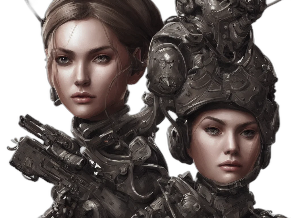 robot, concept art, cyberpunk, fantasy art transparent PNG cut-out