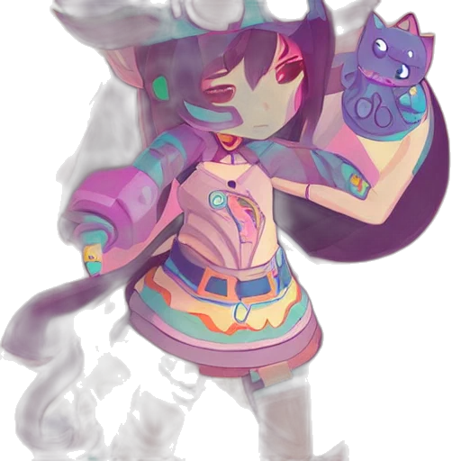 staff, creature, vaporwave, pixel art transparent PNG cut-out