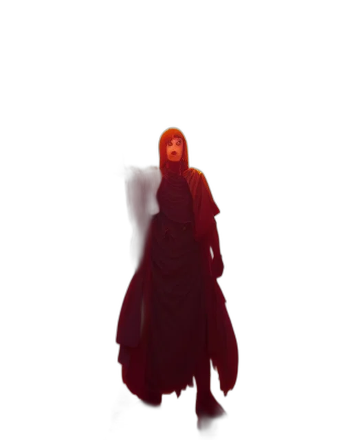dress, jacket, creature, staff transparent PNG cut-out