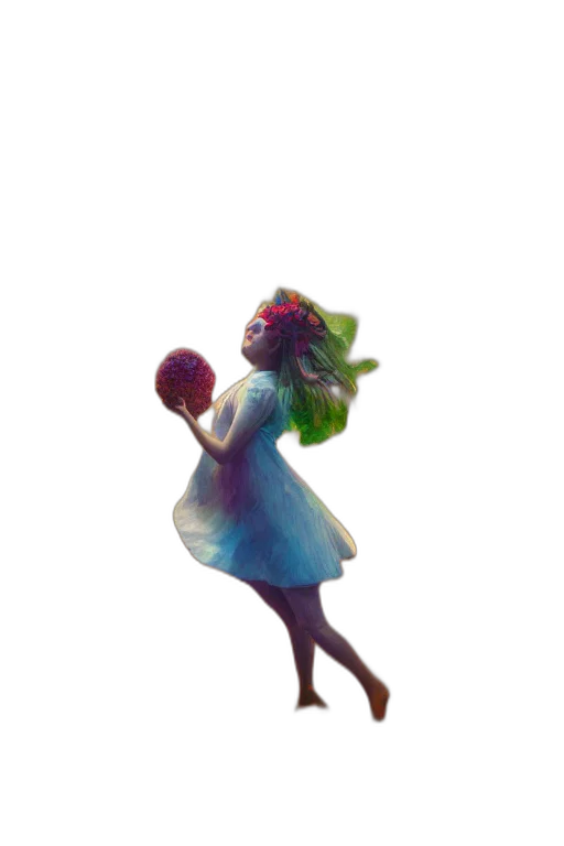 dress, crown, flower, creature transparent PNG cut-out