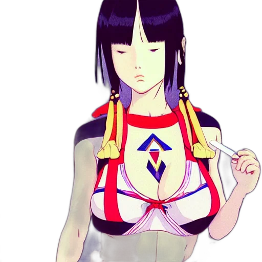 dress, jacket, staff, anime transparent PNG cut-out