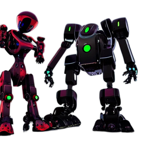 robot, concept art, 3d render, red transparent PNG cut-out