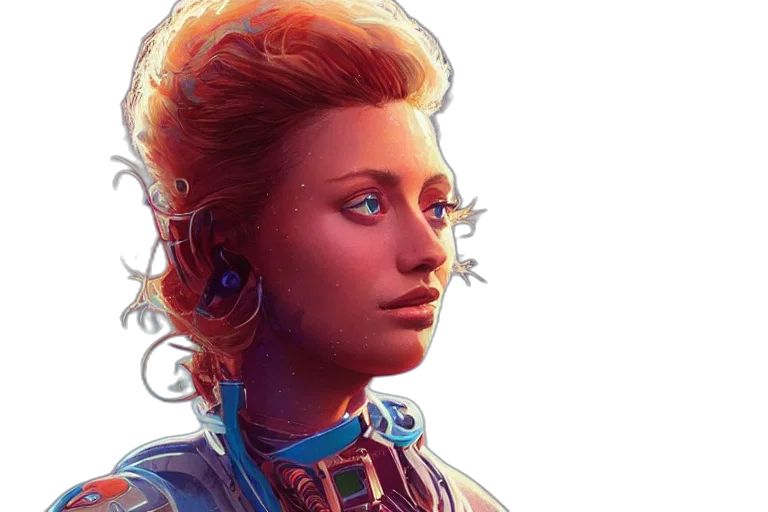 face, robot, concept art, comic book art transparent PNG cut-out