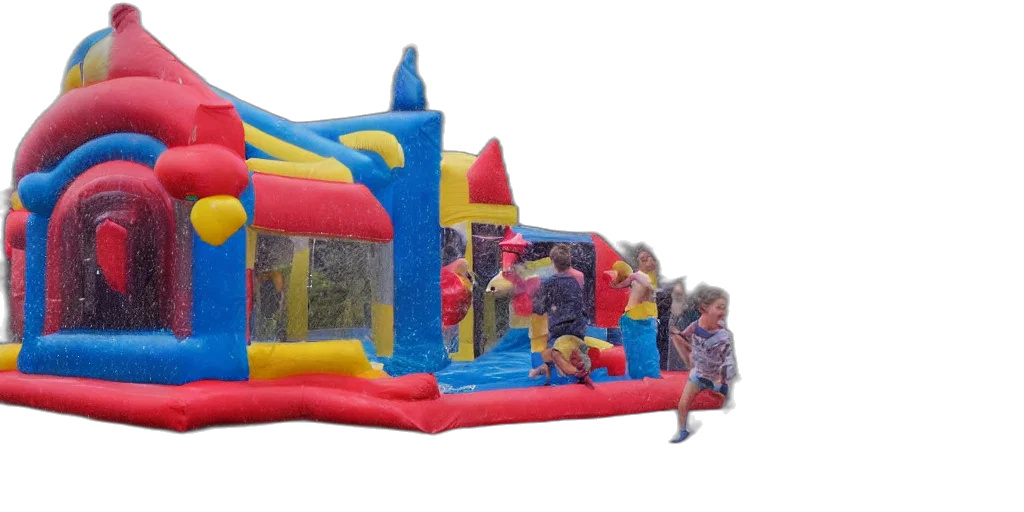 3d render, bouncy, castle, children transparent PNG cut-out
