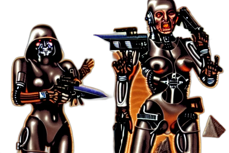 robot, concept art, cyberpunk, comic book art transparent PNG cut-out