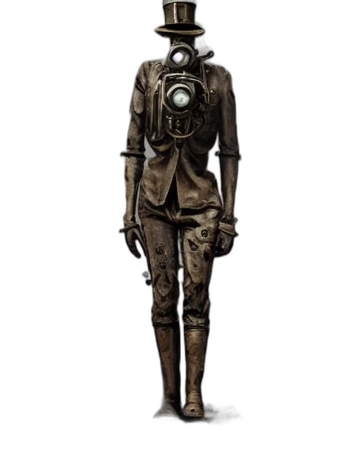 robot, jacket, staff, concept art transparent PNG cut-out