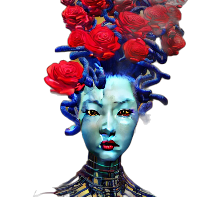 crown, robot, mask, flower transparent PNG cut-out