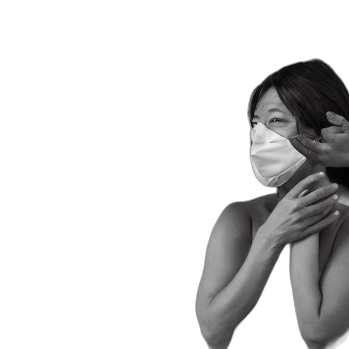 mask, woman, removes, her transparent PNG cut-out