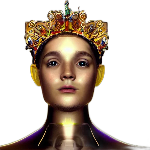 crown, jewelry, robot, face transparent PNG cut-out